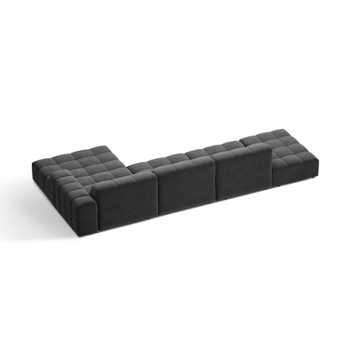 Cosmopolitan Design - Rechter hoekbank Chicago 5-zits, flueel grijs - 167x348x78cm