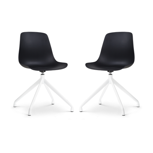 Nolon Nola-Pip Draaibare Eetkamerstoelen Zwart - Wit Onderstel - 2x