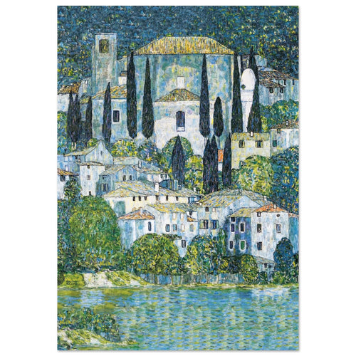 Artfulprints Poster met Lijst Gustav Klimt - Church in Cassone   - 50x70 cm - Donkergroen