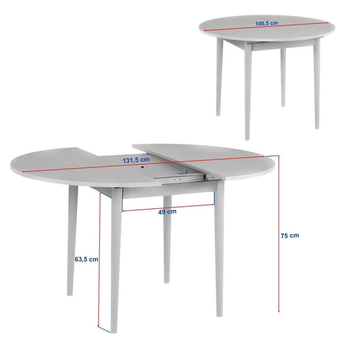 Calicosy - Ronde uitschuifbare eettafel KLARA - 100x100x75 cm