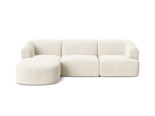 Cosmopolitan Design Modulaire hoekbank links Campi 4-zits, ribfluwelen ivoor - 156x256x70cm