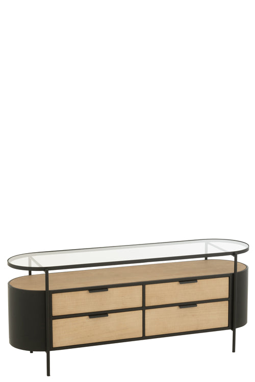 J-Line kast Ivy - ijzer - naturel/zwart
