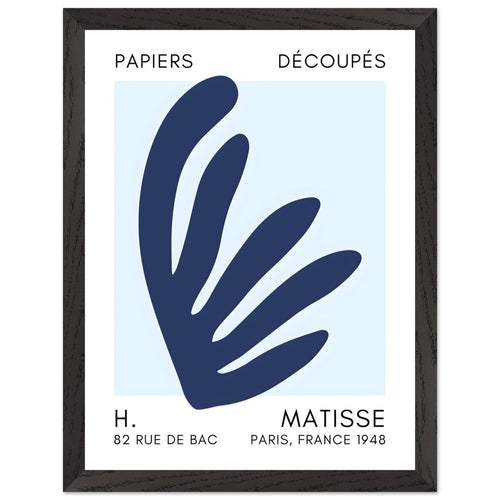 Artfulprints Poster met Lijst Matisse – Aquatic impression navy blue I   - 30x40 cm - Blauw