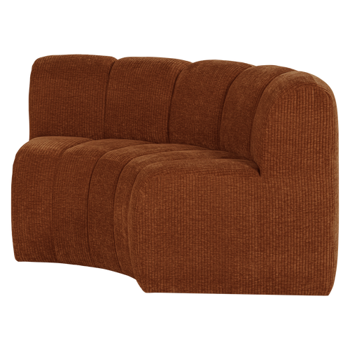 WOOOD eetbank halfronde hoek rugleuning Mojo - Rib - Roestbruin - 83x152x74