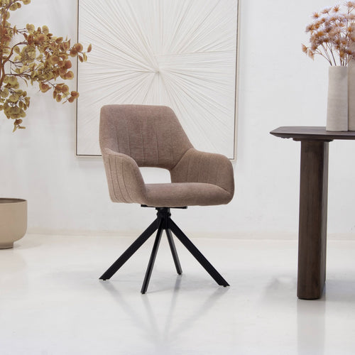 Giga Meubel Eetkamerstoel Nola - Polyester/Metaal - Taupe - Set van 2 - vtwonen shop