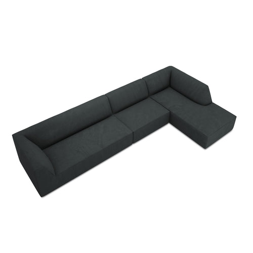 Cosmopolitan Design - Modulaire hoekbank rechts Siena 5-zits, ribfluwelen zwart - 180x366x69cm