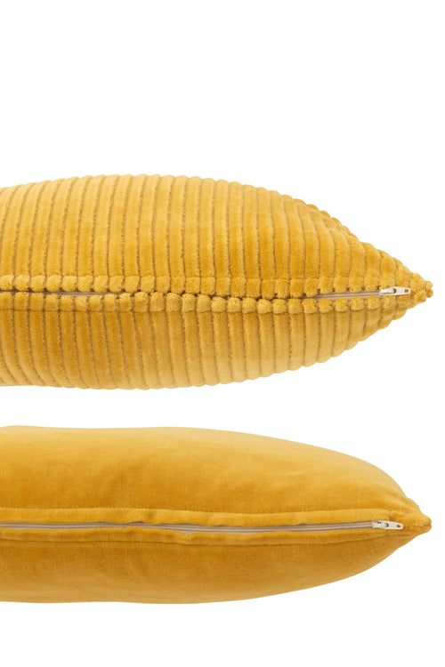 J-Line kussen Velvet Vierkant - katoen - oker - 2 stuks