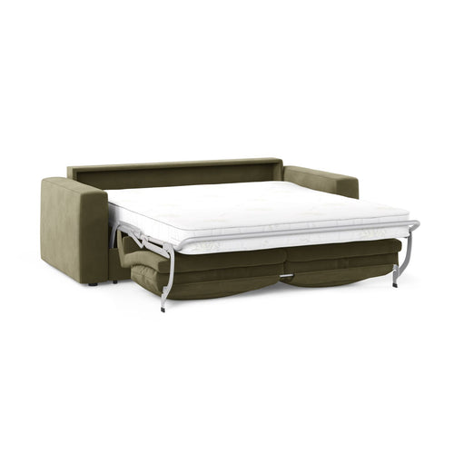 Cosmopolitan Design - Converteerbare bank Grena 3-zits, flueel groente - 100x205x90cm