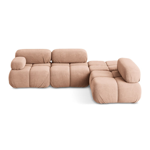 LaMiaSofa hoekbank rechts Sanremo - chenille stof - perzik - 285x190x70