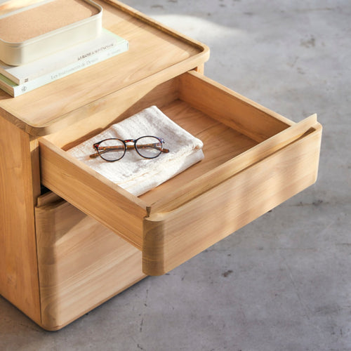 Tikamoon Massief teakhouten nachtkastje - Naturel - vtwonen shop