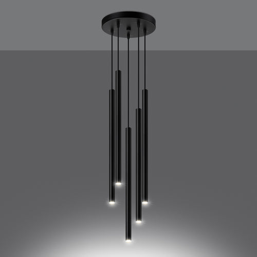 Sollux Lighting Hanglamp PASTELO 5P zwart - 25x25x110cm