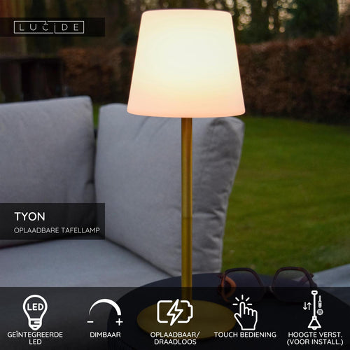 Lucide tafellamp TYON - Geïntegreerde LED - Mat Goud / Messing