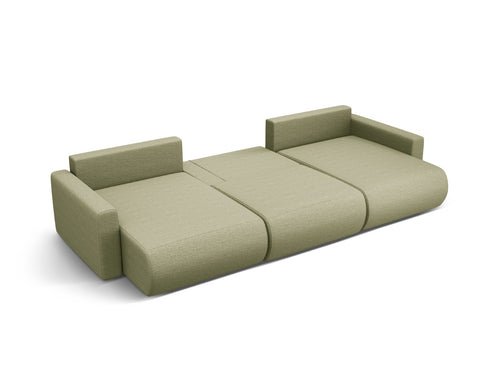 Cosmopolitan Design Converteerbare panoramische bank met opbergdoos Belfast 4-zits, structurele stof asperge - 149x340x84cm