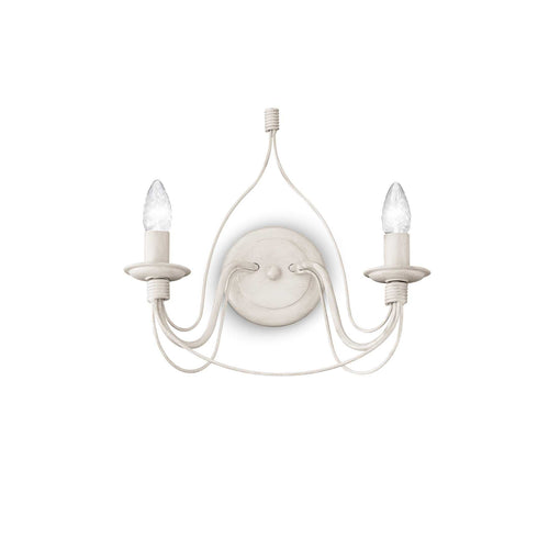 Ideal Lux Corte - Wandlamp Kaars 2 Lichten Antiek Wit, E14