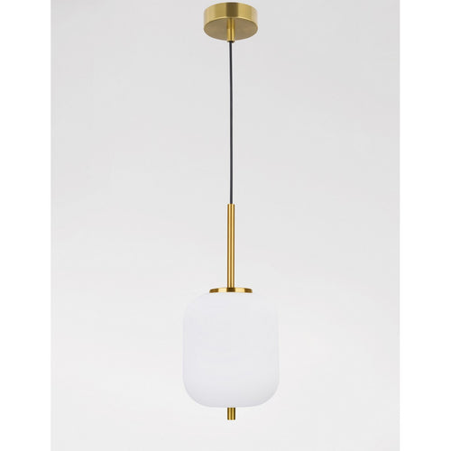 Merano Cornwall 16.5cm Globe Hanglamp Plafondlamp Opaal Glas Antiek Messing Metaal Zwart Stof Draad LED E14