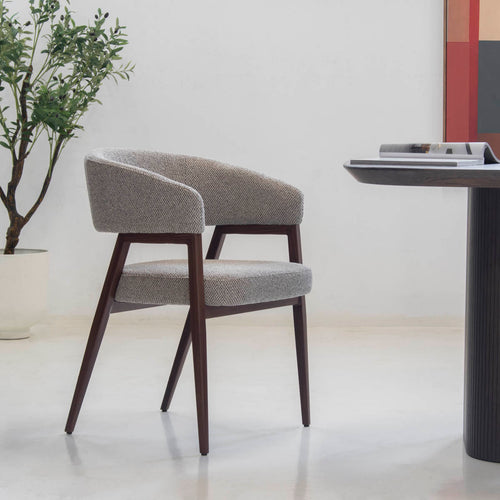 DÉJA Living Eetkamerstoel Fureso - Taupe/Walnoot - Set van 2 - vtwonen shop