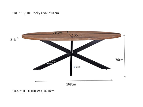 Livingfurn eetkamertafel Rocky Oval - 210 cm - mangohout - vtwonen shop