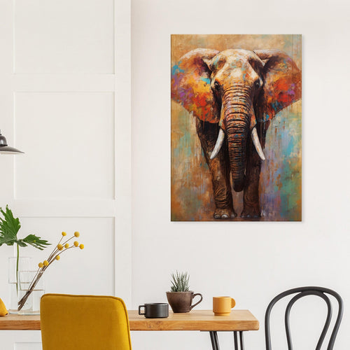 Artfulprints Canvas Artistic elephant canvas - 40x60 cm - Meerkleurig