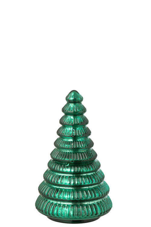 J-Line geurkaars Boom Geribbeld - glas - groen - small - vtwonen shop