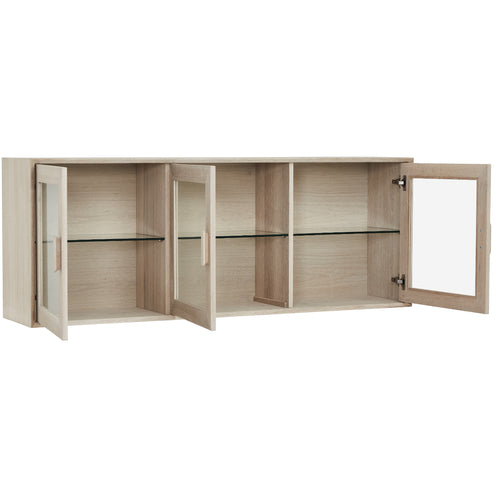 Furnhouse 3-deurs wandkast Porto - Witte olie - MDF, Eikenfineer, Glas - 34x160x60
