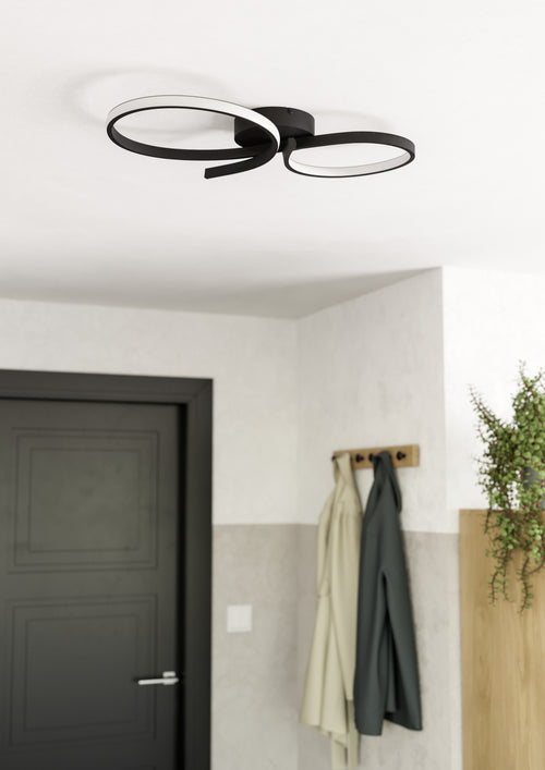EGLO plafondlamp Serpins - led - 60 cm - zwart/wit