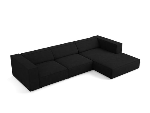 Cosmopolitan Design rechter hoekbank Arendal 4-zits, chenille met ribbeleffect, zwart - 166x284x70cm