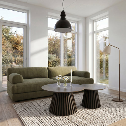 Furnhouse salontafel set Svendborg - Gerookt eikenhout - Ø 60/80 cm