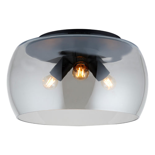 Lighto | Moderne plafonnière zwart met rookglas 3-lichts | Avalon - vtwonen shop