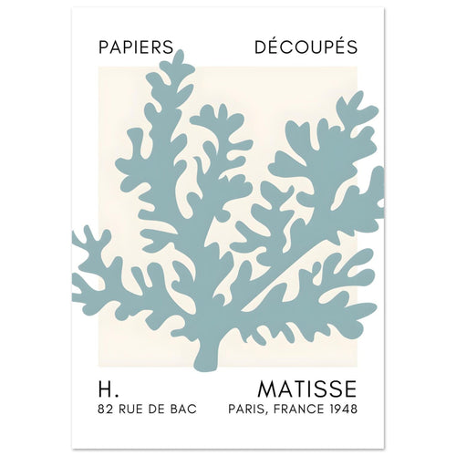 Artfulprints Poster Matisse – Aqua bloom turquoise   - A4 21x29.7 cm - Turquoise