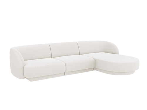 Micadoni - Rechter hoekbank "Miley" 4 zitplaatsen, boucle wit - 156x255x70cm