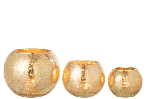 J-Line windlicht Bol Parel Effect - glas - goud - large