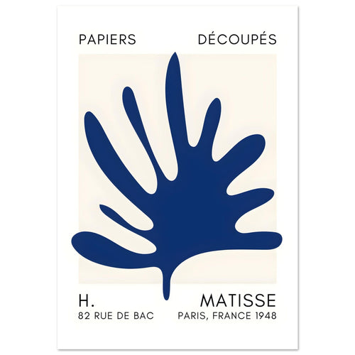 Artfulprints Poster Matisse – Coral drift navy blue II   - 30x40 cm - Blauw