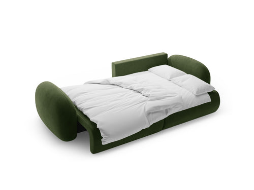 Cosmopolitan Design Omkeerbare converteerbare hoekbank met opbergdoos Tonale 4-zits, flueel legergroen - 149x262x88cm