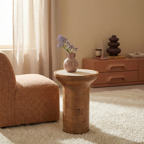 Starfurn Bijzettafel Zoë - Rond Naturel/Travertin - 30x33x50cm