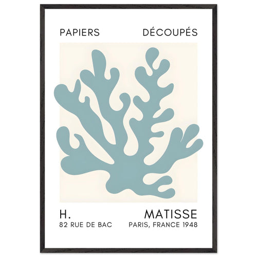 Artfulprints Poster met Lijst Matisse – Saltflower shapes turquoise   - 70x100 cm - Turquoise