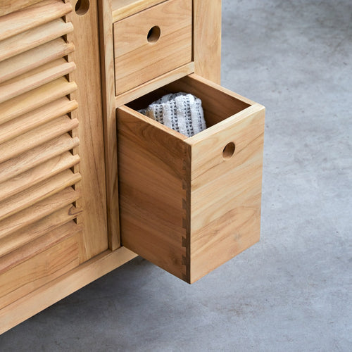 Tikamoon Massief teakhouten badmeubel 145 cm - Naturel - vtwonen shop