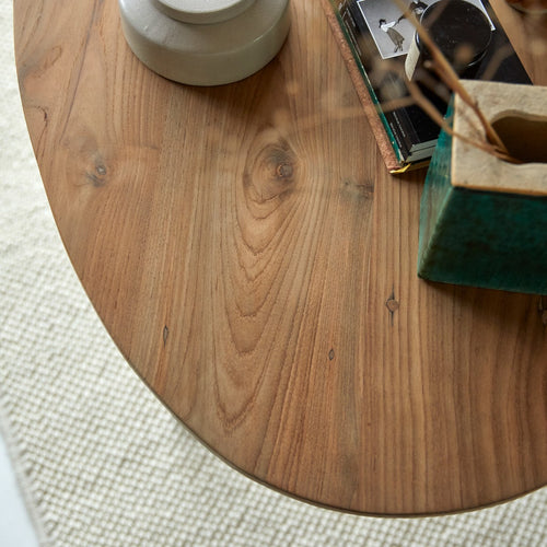 Tikamoon Ovaal bureau van gerecycled massief teckhout - Naturel