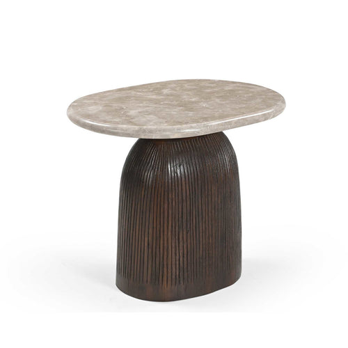 Starfurn Bijzettafel Noel - Ovaal Hout/Marmer - 60x45x50cm