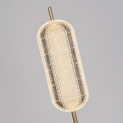Searchlight Capsule LED-vloerlamp, satijnen messing metalen en acryl kap