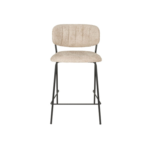 Housecraft Living Jolien Barkruk 65 cm Zwart/Beige Bouclé - set van 2