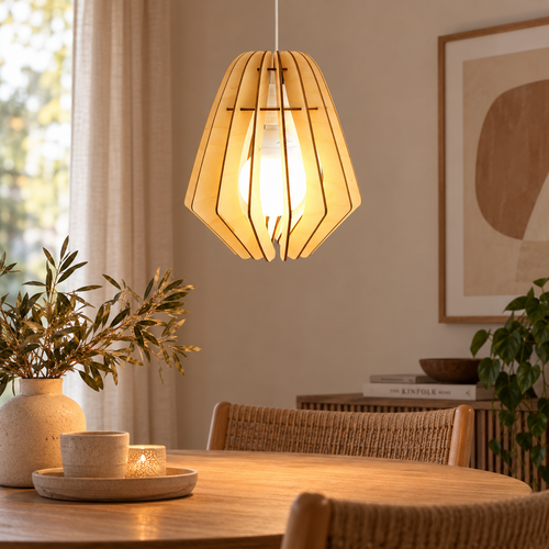 Bomerango Original S houten hanglamp small - met koordset wit - Ø 25 cm