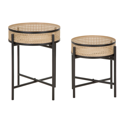Mauro Ferretti bijzettafel - set van 2 - Ø 40x50-35x40 cm - bruin/zwart
