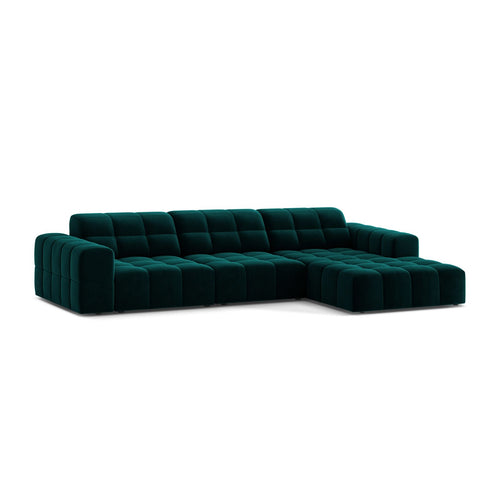 Cosmopolitan Design - Rechter hoekbank Chicago 4-zits, flueel diepe olie - 167x294x78cm