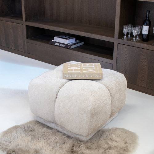 DÉJA Living Poef Timéo - Beige - Stof - 64x64x41cm - vtwonen shop