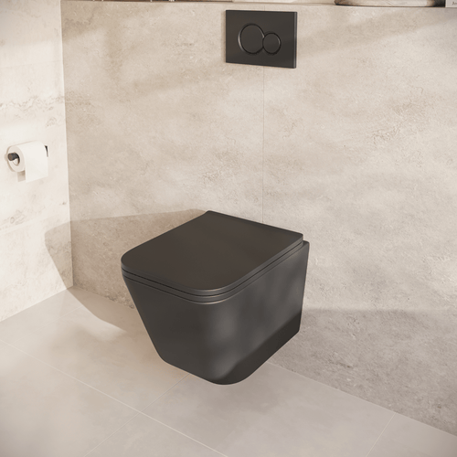 LOMAZOO hangtoilet Linea - vierkant - zwart