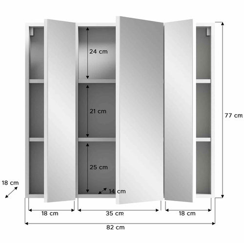 Furnilux Vira spiegelkast - 77cm x 82cm x 18cm - vtwonen shop