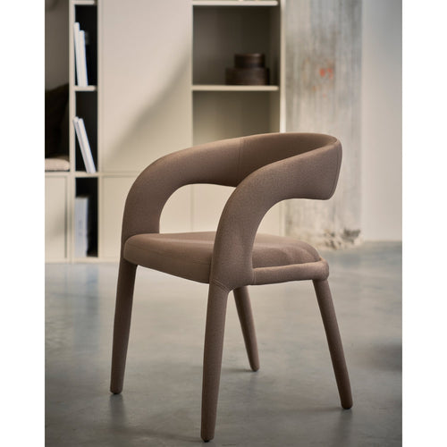 vtwonen eetkamerstoelen Arms - Polyester - Bruin - Set van 6