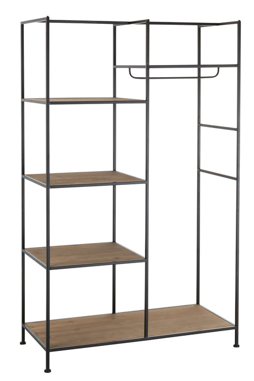 J-Line rek Textiel - metaaal/hout - zwart/naturel