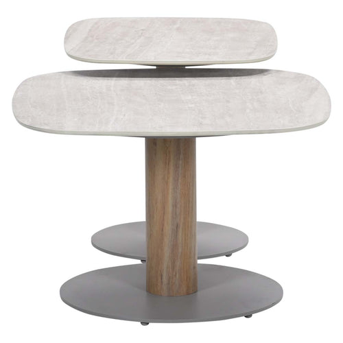 Bosco set van 2 loungetafels - taupe - Fibrestone/aluminium