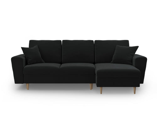 Cosmopolitan Design Omkeerbare converteerbare hoekbank met opbergdoos Kyoto 4-zits, flueel zwart - 145x241x88cm